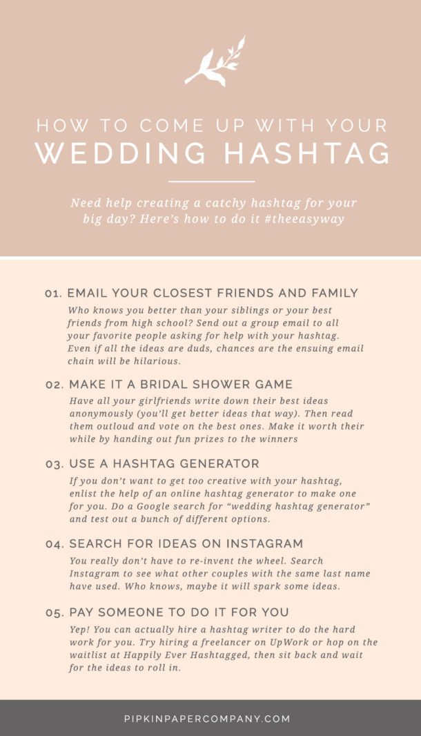 How To Create A Wedding Hashtag When You Have Zero Ideas | Pipkin Paper ...