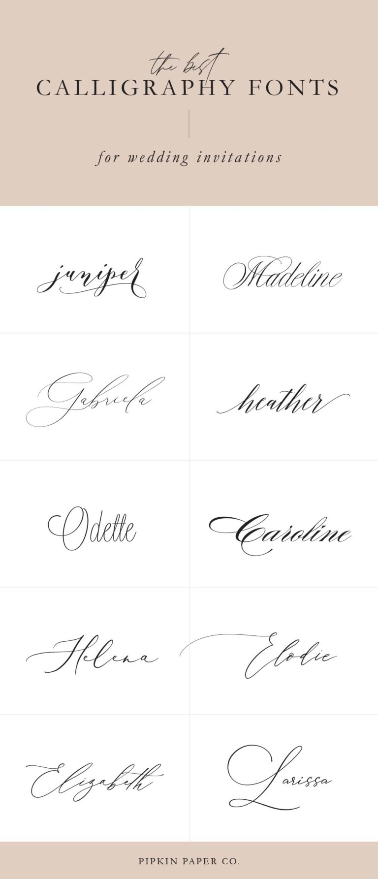 The Best Calligraphy Fonts for Wedding Invitations | Pipkin Paper Company