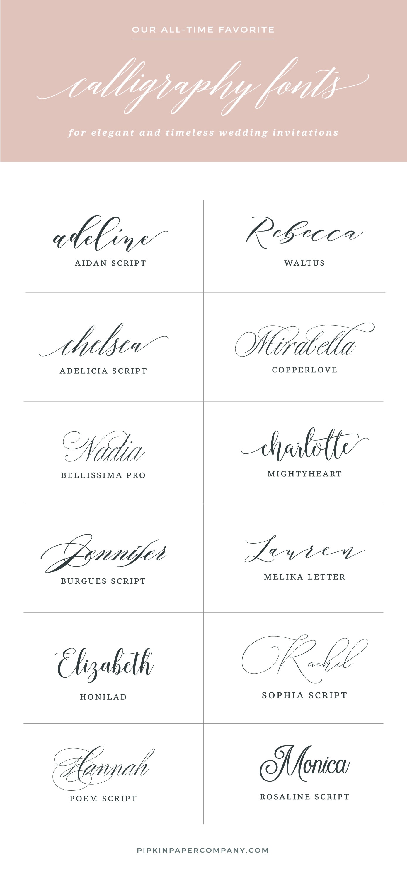 THE BEST FONTS FOR WEDDING INVITATIONS | Pipkin Paper Company